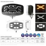 Proiector Tir, Camion, Off Road, LED X Spider cu pozitie, faza si stroboscop portocaliu, 12/24V, 24.5cm, omologat - imagine 13